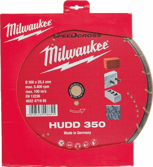 Milwaukee Speedcross Diamond Discs HUDD Cutting Disc Construction Materials Hole Diameter 350mm 1pcs