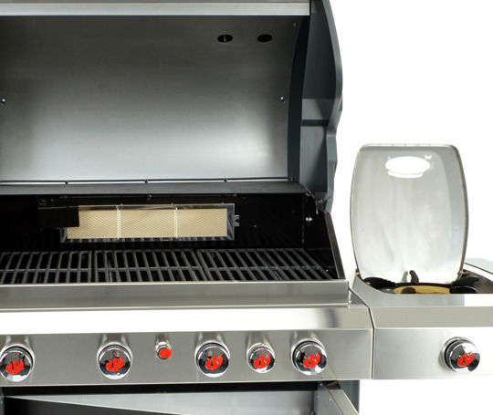 Landmann Avalon PTS+ 6.1 Gasgrill Gusseisen Rost 88.5cmx51cmcm mit 5 cm 14.4kW und Seitenbrenner Infrarot