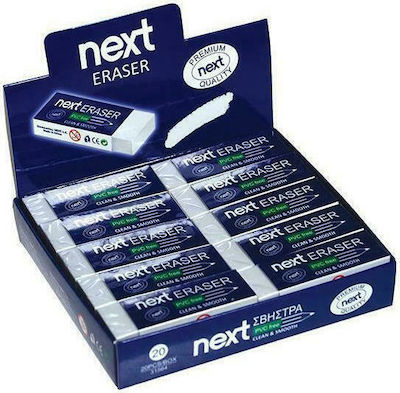 Next Eraser for Pencil and Pen PVC Free 6.2 x 2.1 x 1.1cm 31564------2 1pcs White