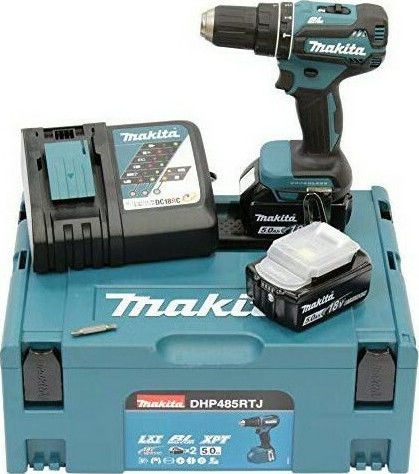 Makita DHP485RTJ Κρουστικό Δραπανοκατσάβιδο Μπαταρίας Brushless 18V 2x5Ah