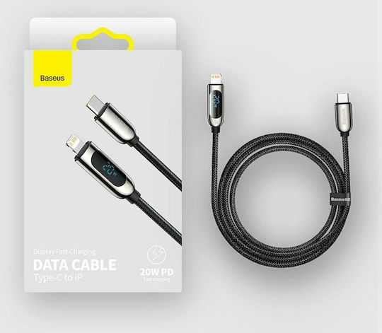 Baseus Display Плетена USB-C към Lightning кабел 20W Черен 2м (CATLSK-A01)