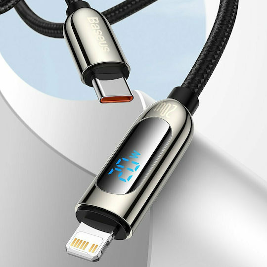 Baseus Display Плетена USB-C към Lightning кабел 20W Черен 2м (CATLSK-A01)