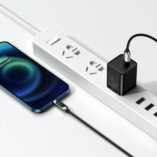 Baseus Display Плетена USB-C към Lightning кабел 20W Черен 2м (CATLSK-A01)
