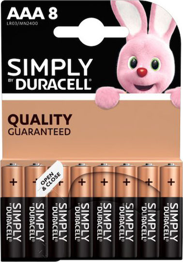 Duracell 8 Pack Alkaline Batteries AAA Simply 1.5V