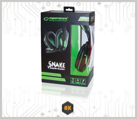 Esperanza Snake Over Ear Gaming Headset με σύνδεση 2x3.5mm Πράσινο
