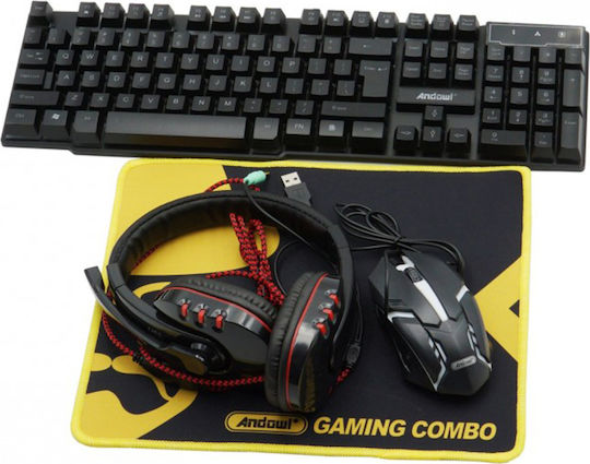 Andowl Q-JP004 4in1 Σετ Gaming Πληκτρολόγιο με RGB φωτισμό & Ποντίκι (Αγγλικό US)