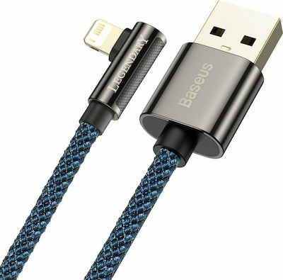 Baseus Legend Unghi (90°) / Împletit USB-A la Cablu Lightning Albastru 1m (CACS000003)
