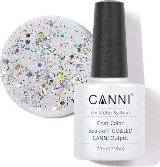 Canni Classic Ημιμόνιμο Βερνίκι Νυχιών 186 Silver Glitter με Glitter 7.3ml