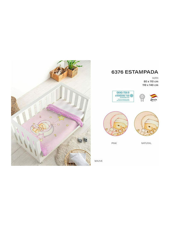 Piel SA Blanket Spanish Nursery Swaddling Blankets 6376 Bear Moon Velvet Lilac 80x110cm