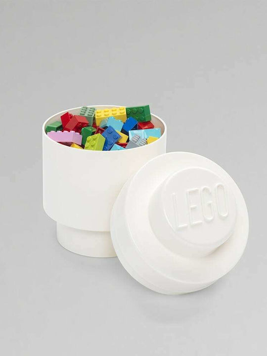 Lego Kids Plastic Toy Storage Box 1 Round White 12x12x12cm