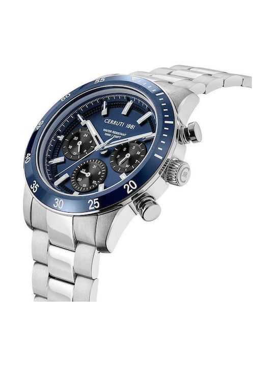 Cerruti Turchino Uhr Chronograph Batterie mit Silber Metallarmband