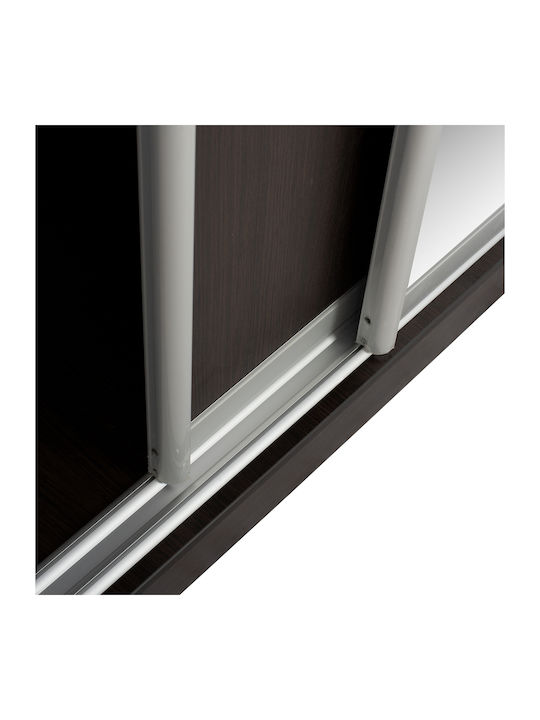Double Door Wardrobe Sliding ADLER with Mirror Wenge 180x60x210cm