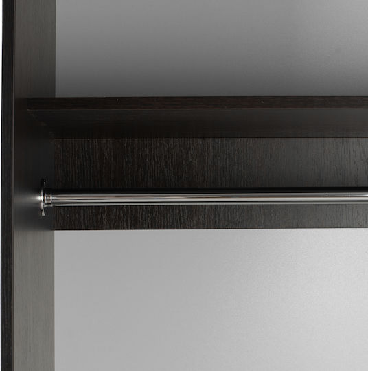 Doppeltür Kleiderschrank Schieben mit Spiegel Wenge 180x60x210cm