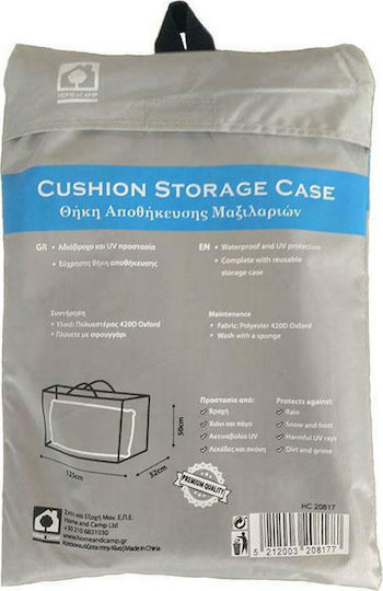 Home & Camp Waterproof Garden Cushion Cover 125x32x50cm in Grey Color
