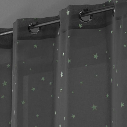 Douceur d'Intérieur Kids Grommet Top Glow-in-the-Dark Curtain Fluo Night Gris 1626845 140x240cm