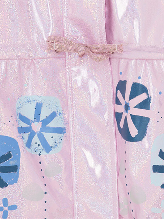 Waterproof Kids' Trench Coat Long with Lining & Hood Pink