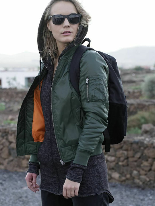 Women's Short Bomber Jacket for Winter Olive