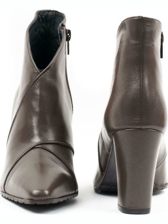 Leather Women's Ankle Boots Brown