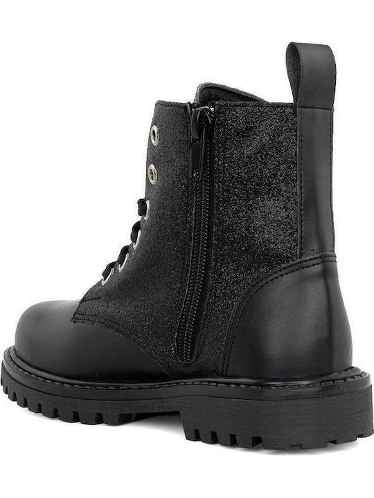 1840 Anatomical Leather Kids Boots with Zipper Black