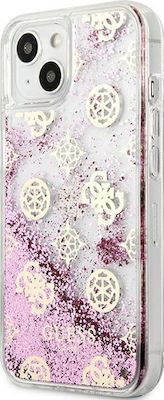 Guess Peony Liquid Glitter Задна корица Пластмаса Розов (iPhone 13 мини) GUHCP13SLGPEPI