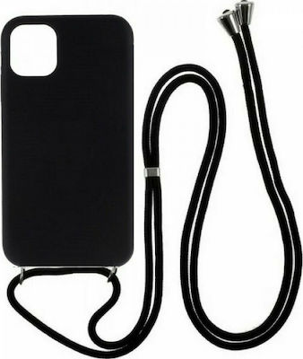 Forcell Cord Coperta din spate Silicon cu curea Negru (iPhone 11 Pro)