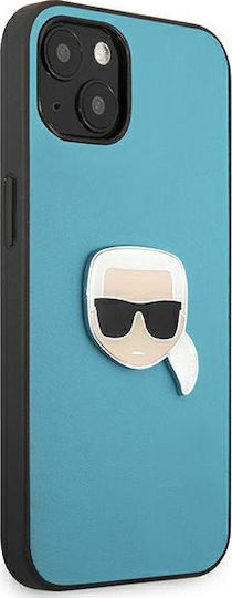 Karl Lagerfeld Ikonik Karl`s Head Metal Back Cover Synthetic Leather / Plastic Indigo / Blue (iPhone 13 mini)