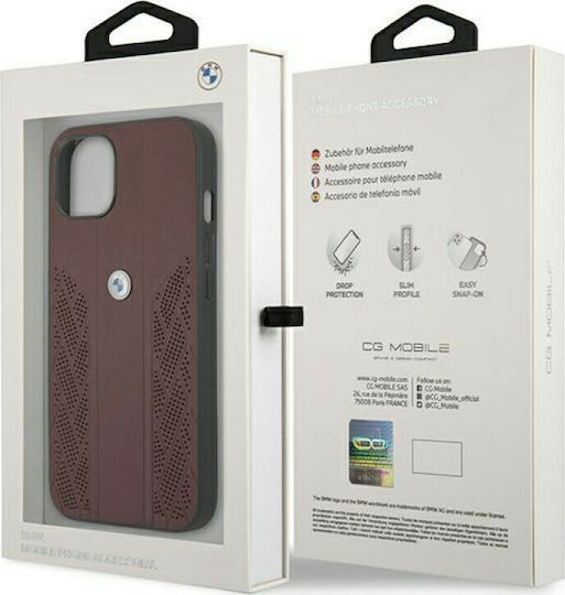 BMW Leather Curve Perforate Back Cover Δερμάτινο / Πλαστικό Κόκκινο (iPhone 13)