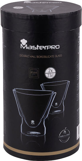 MasterPro Pro Mixology Комплект Чаши За Вода / Мартини / Коктейл Стъклени 230мл 2 Броя