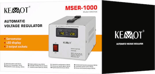 Kemot MSER-1000 Σταθεροποιητής Τάσης Servo 1000VA με 2 Πρίζες Ρεύματος