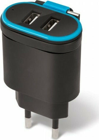 Forever с 2 USB-A порта и кабел micro USB Черен (FTC24A)