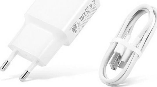 BWOO Φορτιστής με Θύρα USB-A και Καλώδιο USB-C Λευκός (BO-C23)