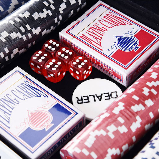 HomCom Set von 300 nummerierten Pokerchips in Koffer mit 2 Kartenspielen