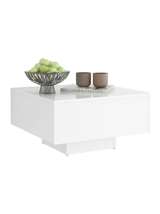 Rectangular Wooden Coffee Table Λευκό L60xW60xH31.5cm