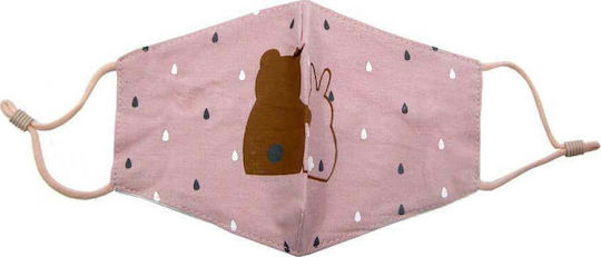 Natural Home Cotton Children's Mask with Adjustable Strap Protective Mask Fabric Kids Pink NAT20206 1pcs