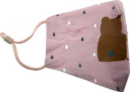 Natural Home Cotton Children's Mask with Adjustable Strap Protective Mask Fabric Kids Pink NAT20206 1pcs