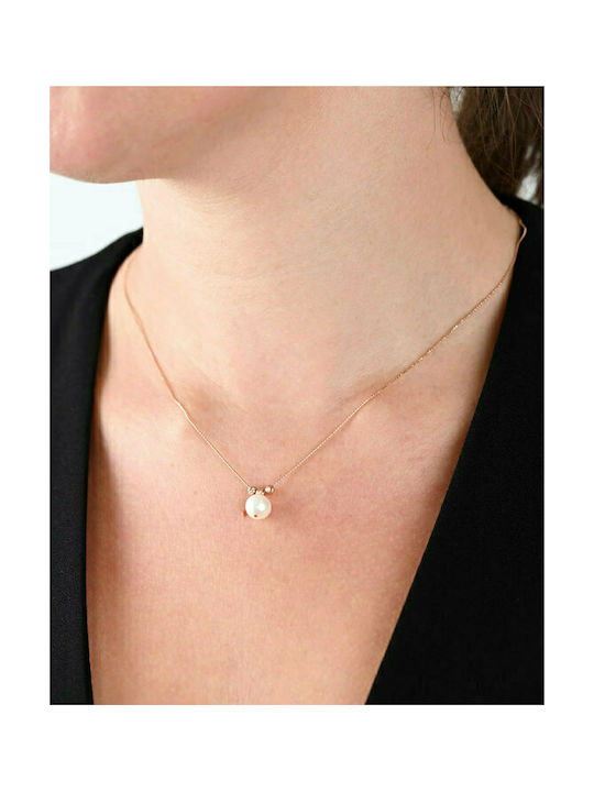 Rose Gold Pendant Necklace by SAVVIDIS with 14K Gold Pearl