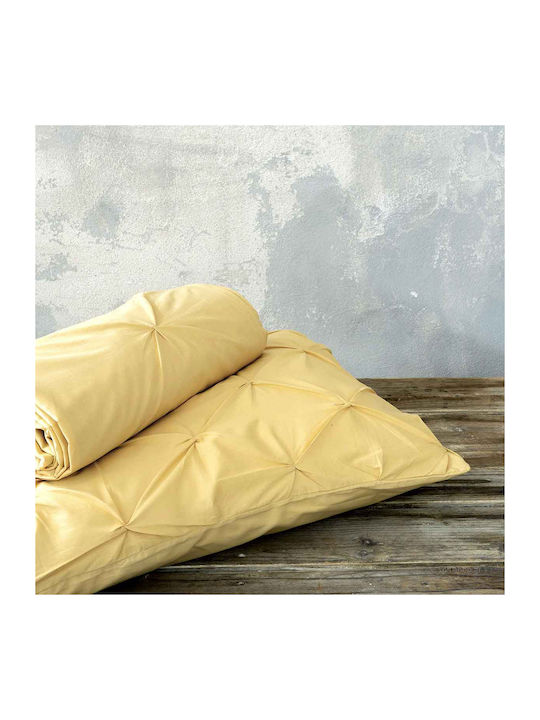 Nima Arcata Super Double Cotton Duvet Cover Set with Pillowcases 240x260 Mustard Beige