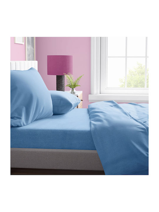 Dimcol Bettbezug Baumwolle Einzelbett 160x240 Solid Sky Blue