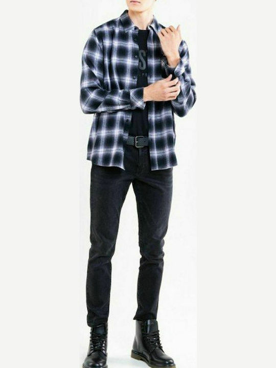 BIG STAR Men's black and white plaid shirt ABERHIS 905 GREY