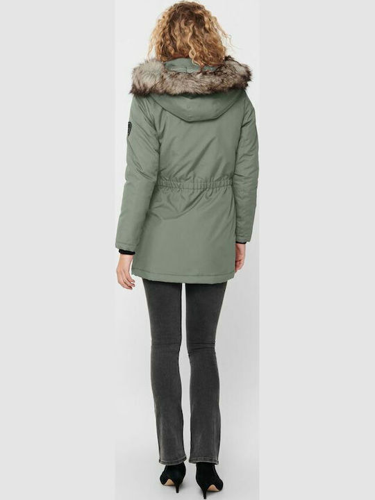 Iris Women's Long Parka Jacket for Winter with Hood Shadow