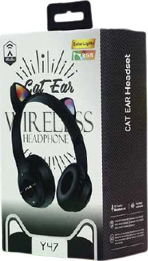 Cat Ears Y47 Ασύρματα Bluetooth On Ear Ακουστικά με Ραδιόφωνο Μαύρα