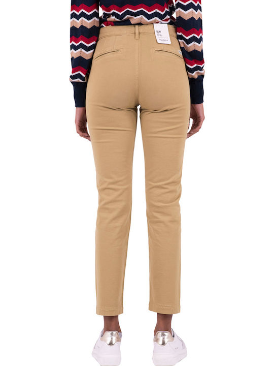 Pepe Jeans Maura Women's Capri Chino Trousers Beige