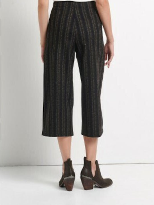 Damen Hoch tailliert Stoff Hose Gestreift Braun
