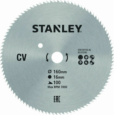 Stanley STA10155 Cutting Disc Wood 160mm with 100 Teeth 1pcs