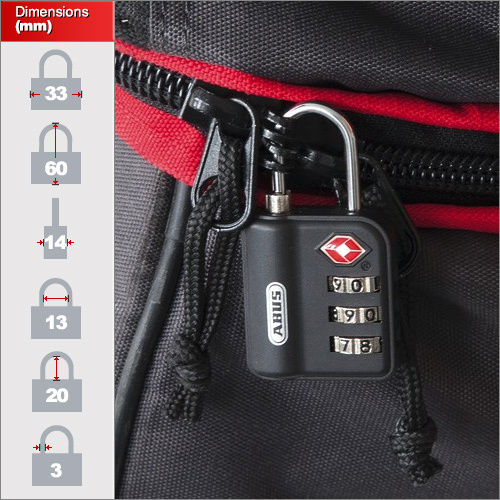Abus Steel Padlock Brass Combination with TSA Certification 30mm Black 6pcs
