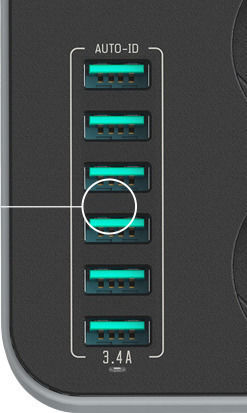 ColorWay Bandă de alimentare Securitate 3 Prize cu 6 USB-A, Comutator și Cablu 1.8m