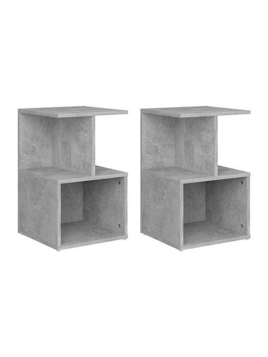 Wooden Bedside Tables 2pcs Γκρι Σκυροδέματος 35x35x55cm