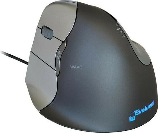 Evoluent VerticalMouse 4 Left Wired Ergonomic Mouse for Left-handed Gray