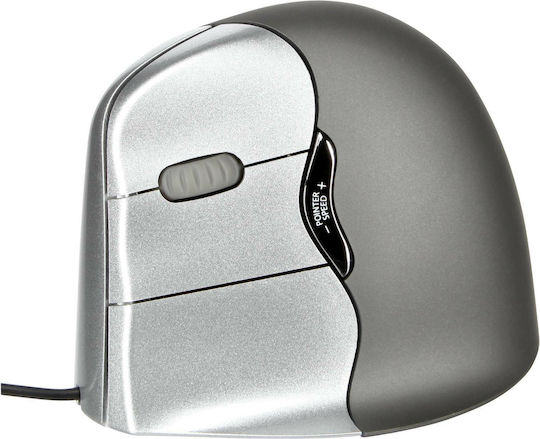 Evoluent VerticalMouse 4 Left Wired Ergonomic Mouse for Left-handed Gray