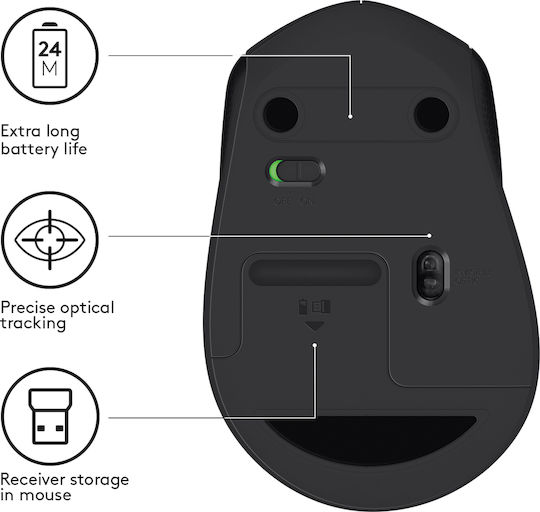Logitech M330 Silent Plus Kabellos Maus Schwarz